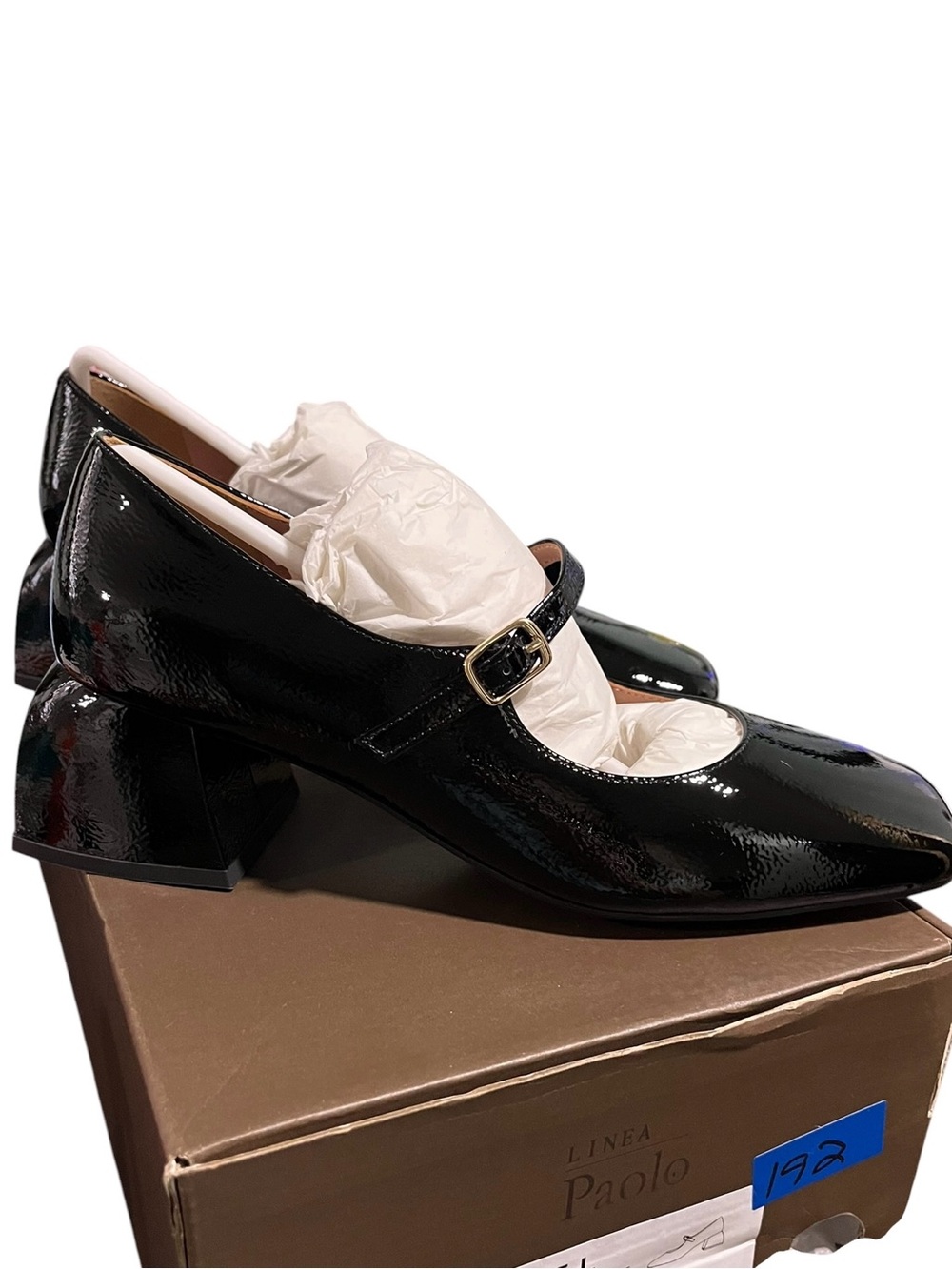 NIB Black Patent Mary Jane Block Heel Shoes